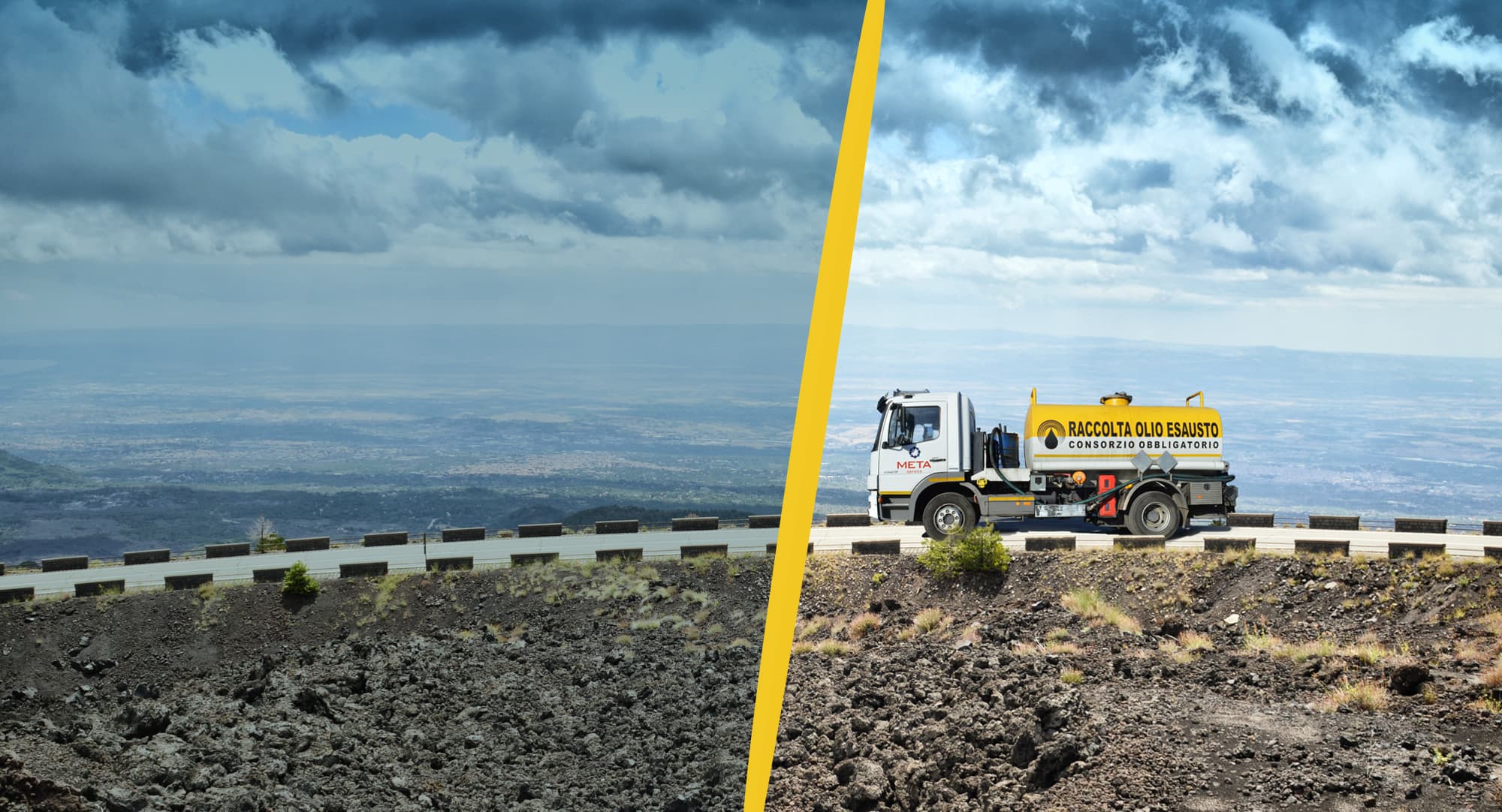 Camion Metaservice su strada costiera